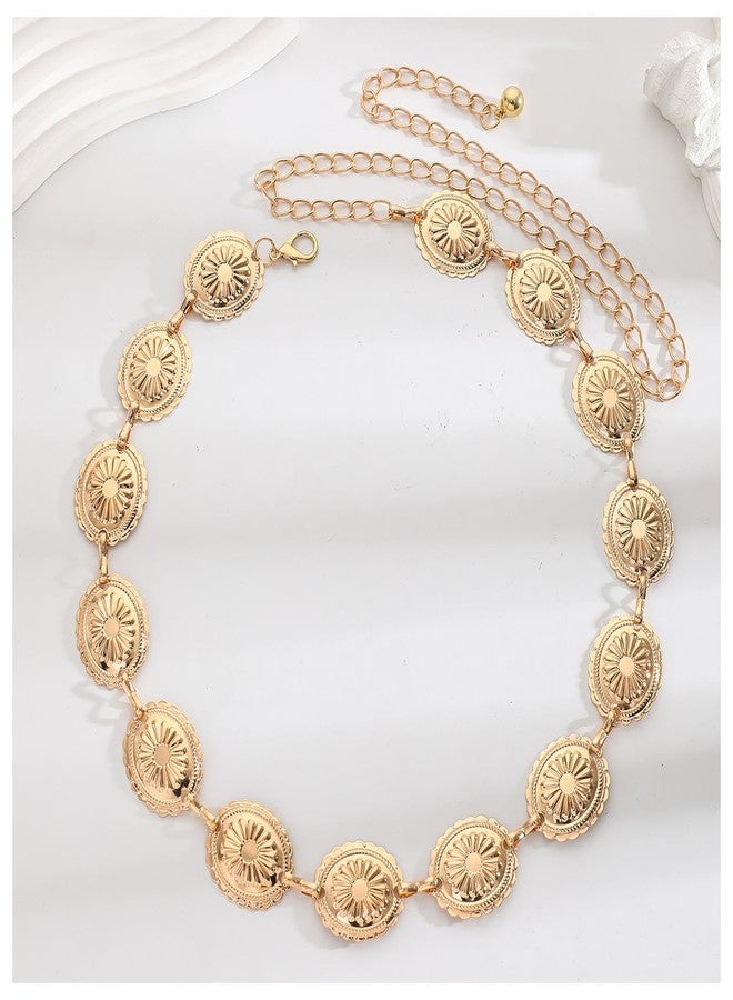 WFik Flower Waist Chain Belt,Adjustable Waist Belt for Outfit Dress Jean,Vintage High Waist Belly Chain,Summer Beach Body Jewelry for Women (Gold) - Image 5